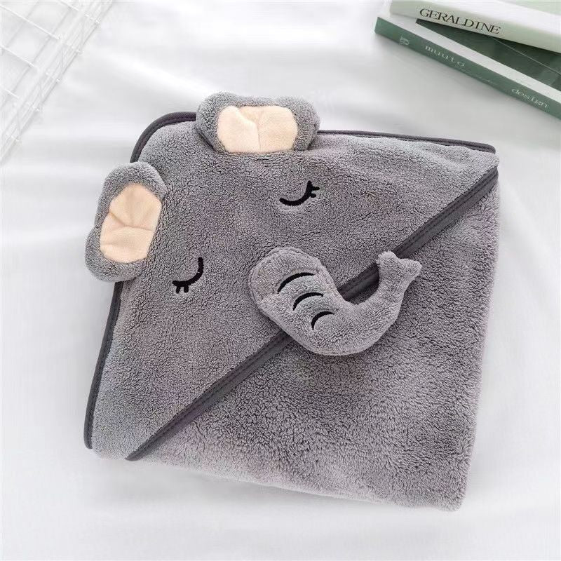 Coral Fleece Three-dimensional Cartoon Bath Towel Children Hoodie Cloak