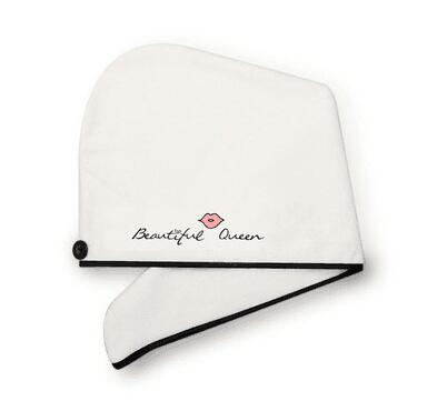 Coral Fleece Embroidered Hair Dryer Cap