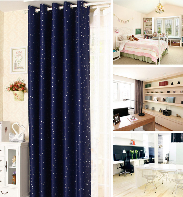 Star print perforated finished curtain