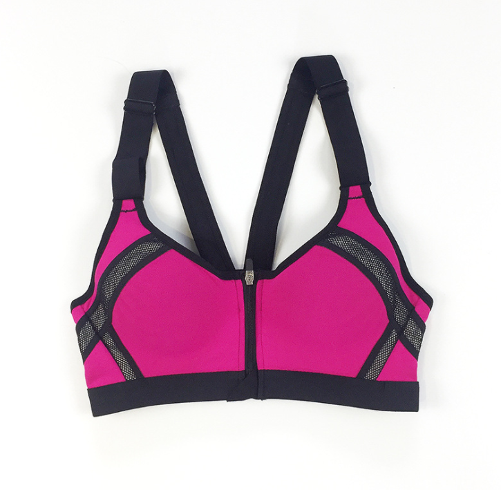 Fashion front zipper sports bra