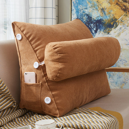 Comfort Velvet Wedge Bed Reading Pillow Large Big Sofa Bedside Bed Lumbar Support Cushion Backrest