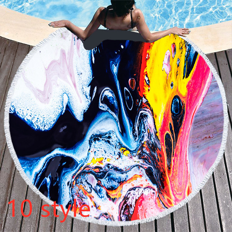 Round Printed Beach Towel Microfiber Bath Towel