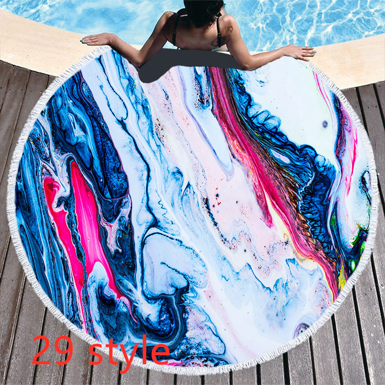 Round Printed Beach Towel Microfiber Bath Towel