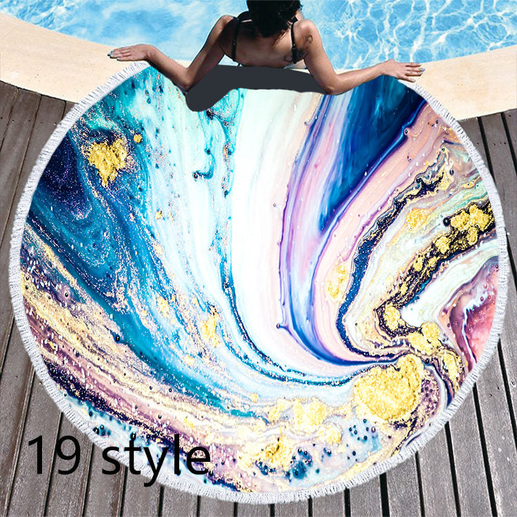 Round Printed Beach Towel Microfiber Bath Towel