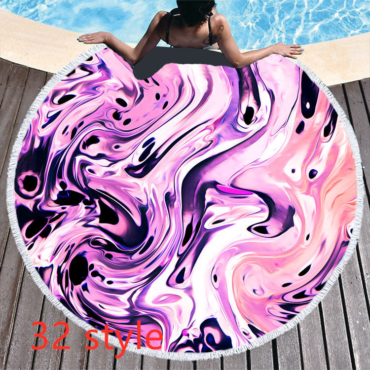 Round Printed Beach Towel Microfiber Bath Towel