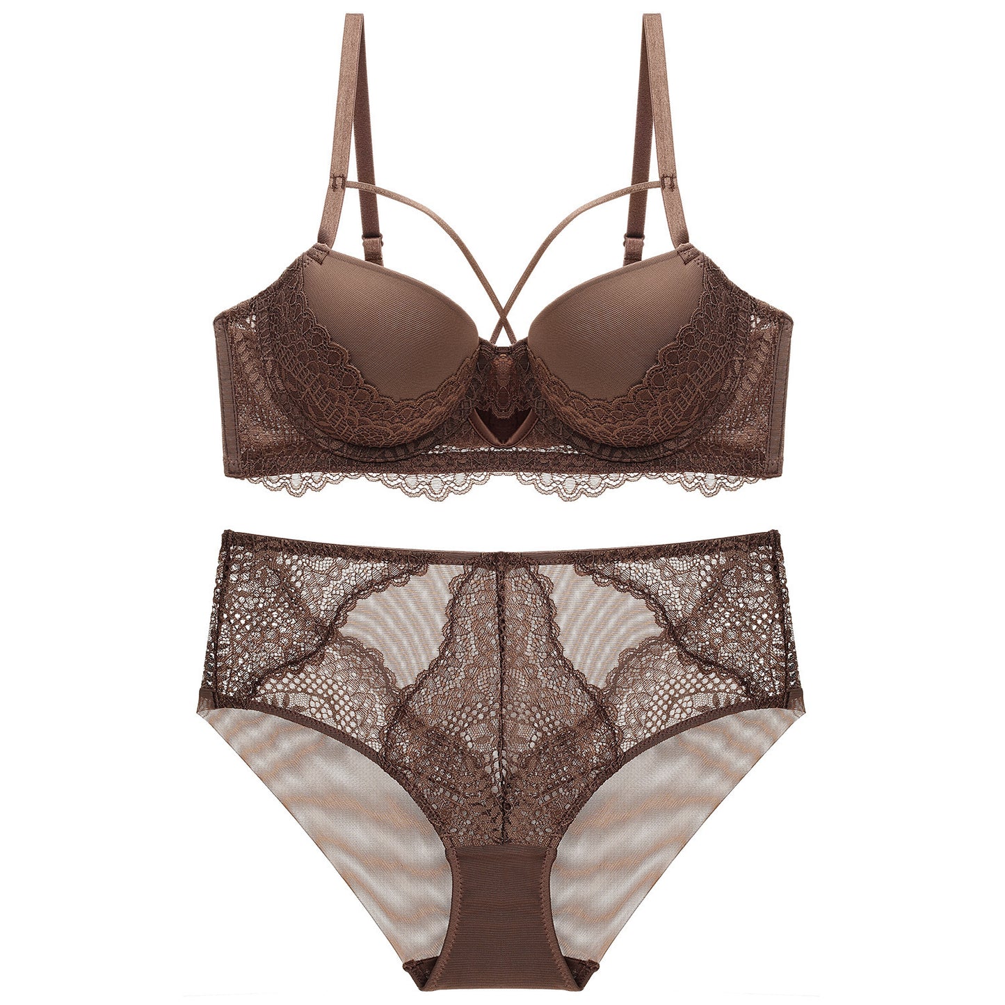 French Lace Splicing Hollow-out Sexy Bra Suit