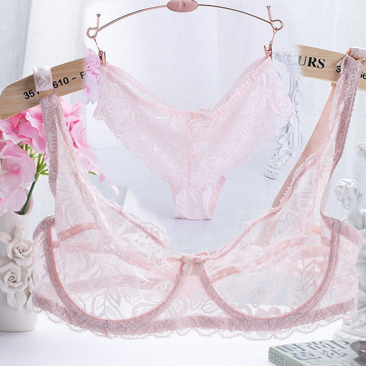 Flirting French Ultra-Thin Lingerie Bras And Panties Set For Women