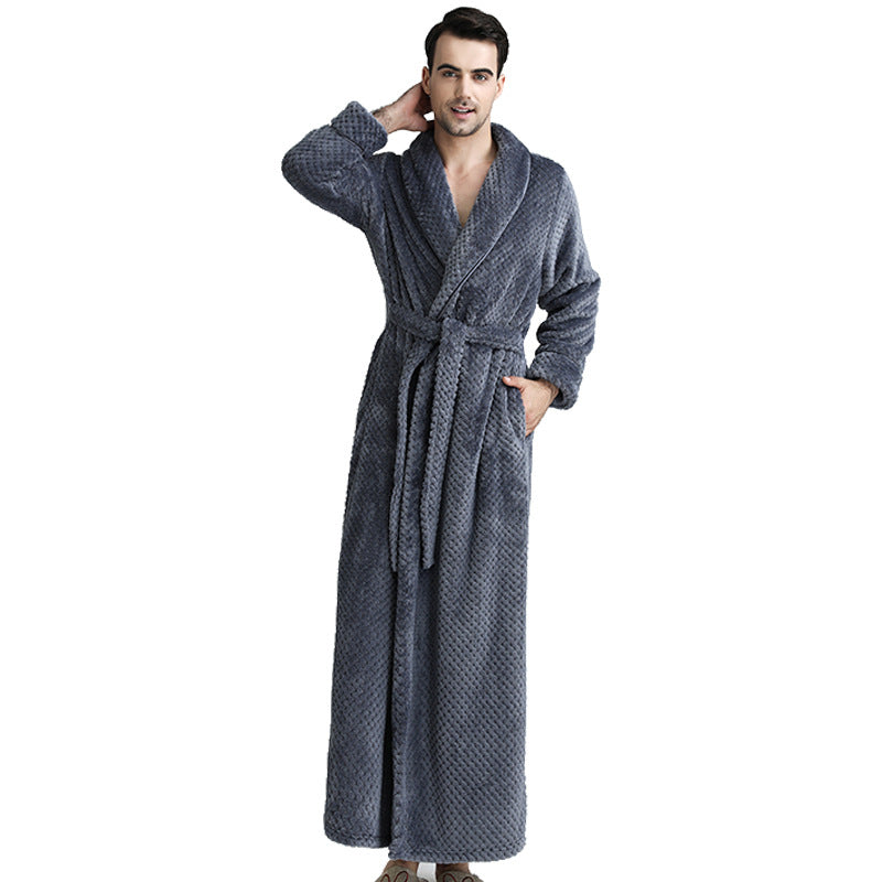 Thick waist velvet bathrobe