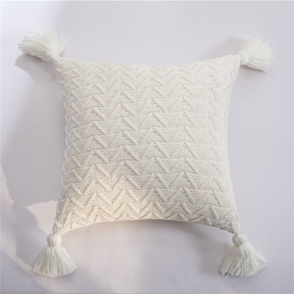 Chenille knitted quilted pillowcase