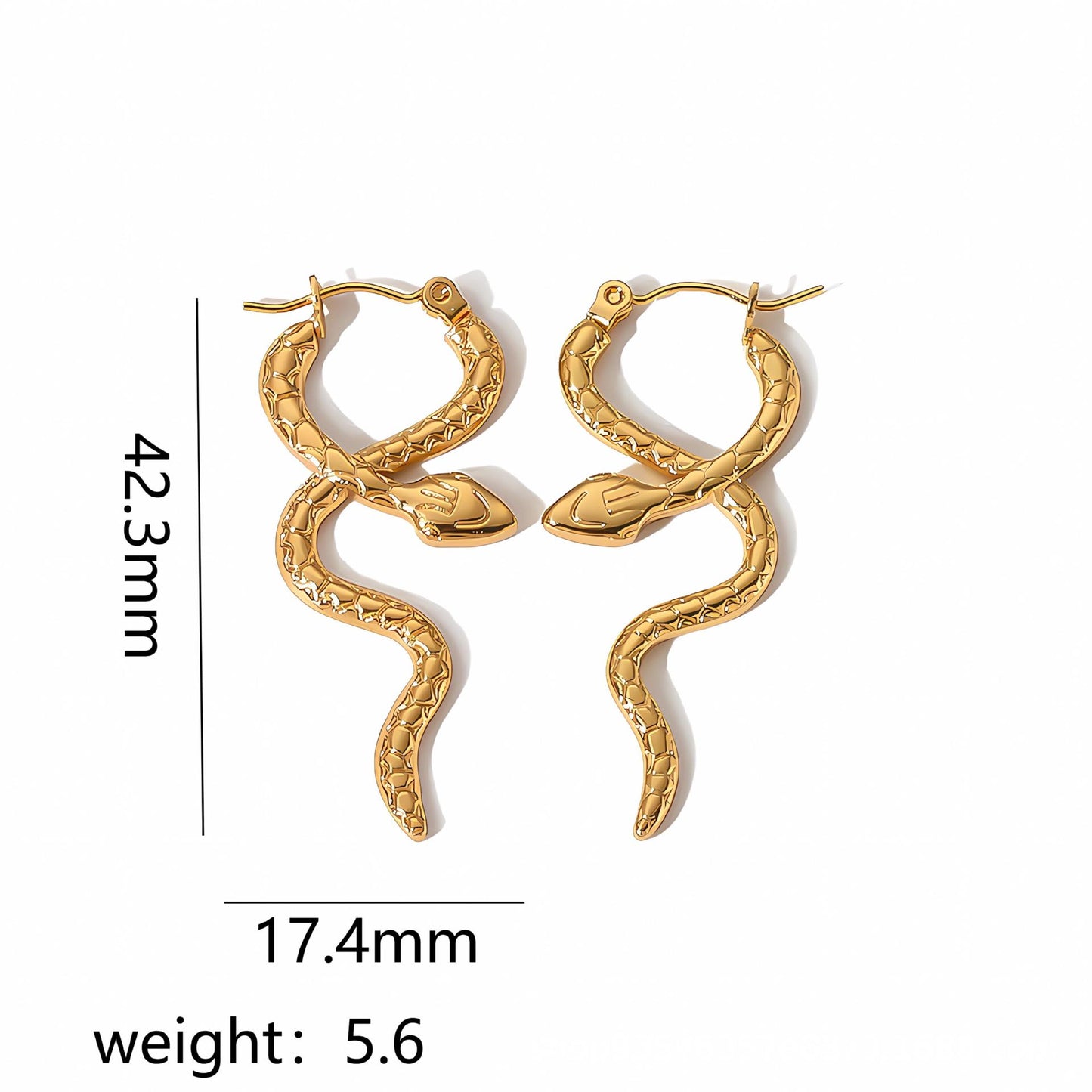 Serpentine Titanium Steel Ear Clip 18K Gold-plated Stainless Steel