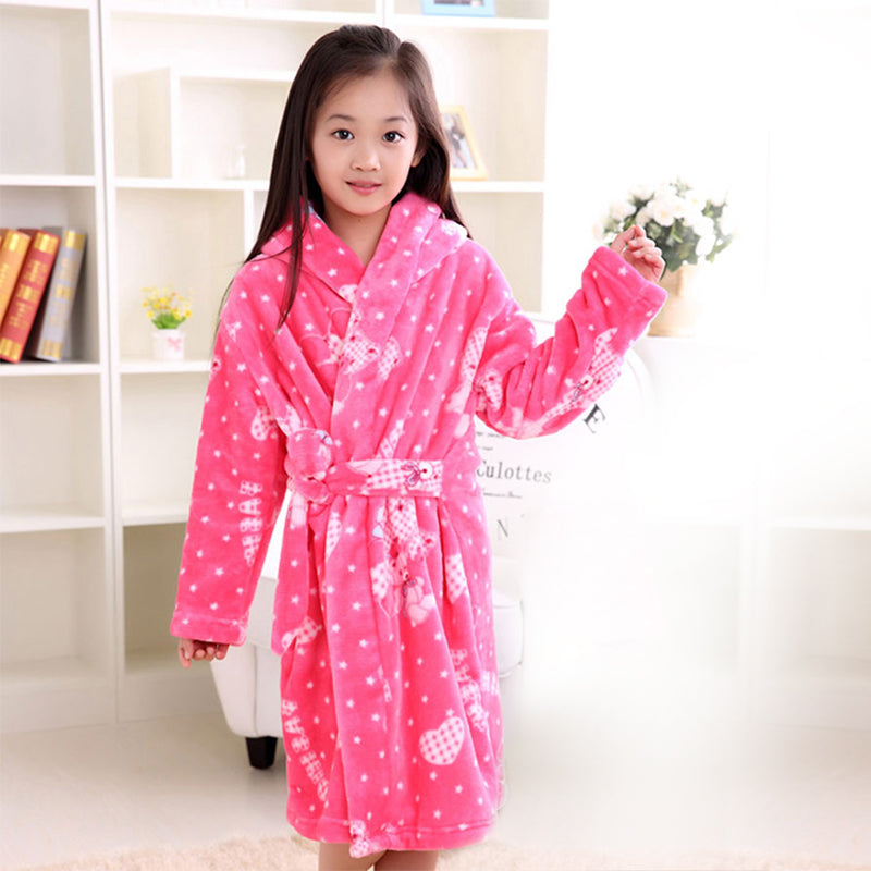 Plus velvet long sleeve children bathrobe