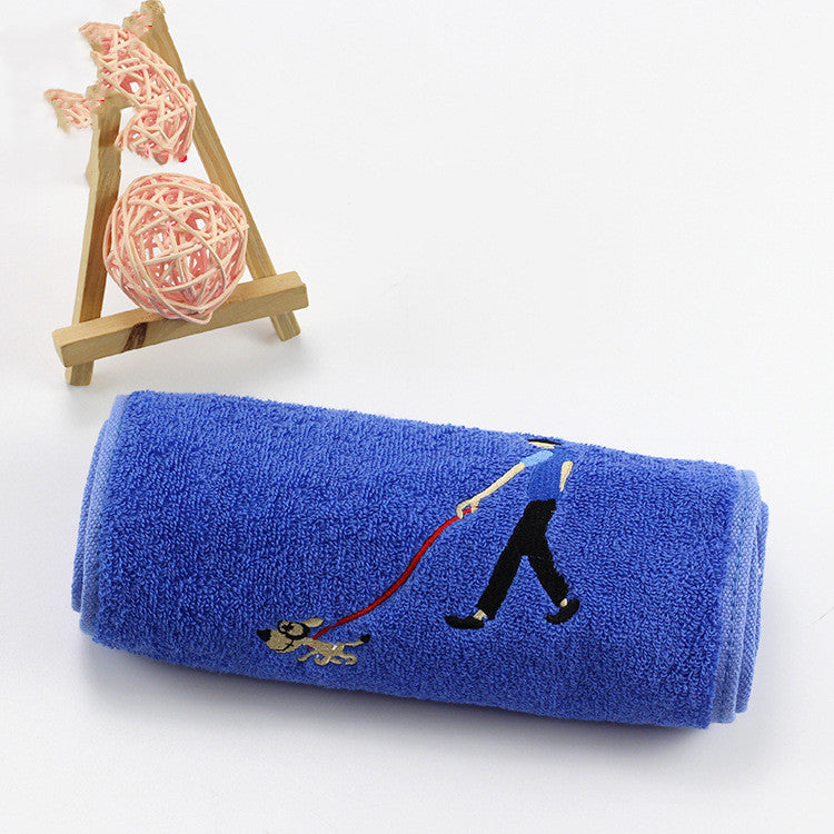 Cotton sports towel with long embroidery marathon