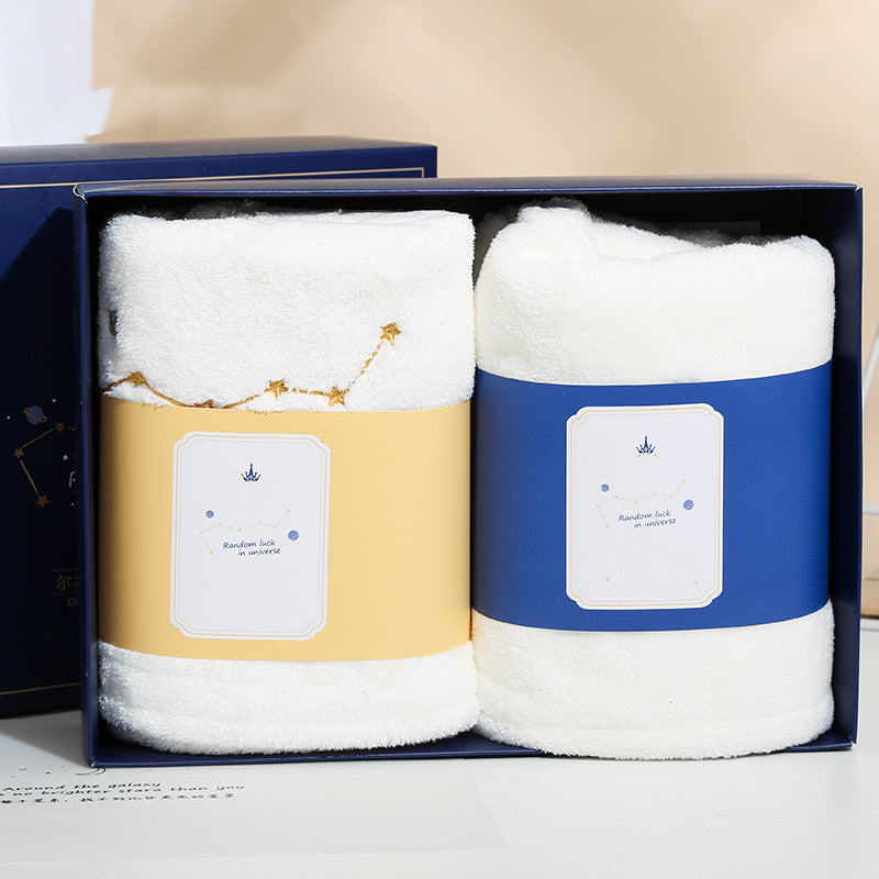 Star Embroidered Towel Dry Hair Cap Set Box