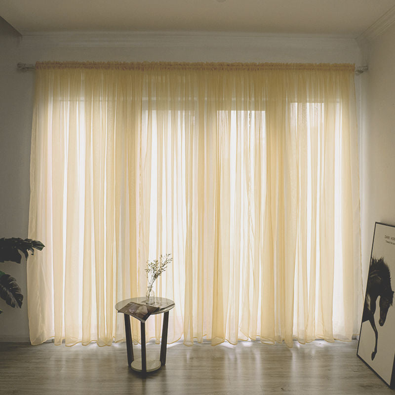 Simple And Modern Balcony Solid Color Gauze Curtain