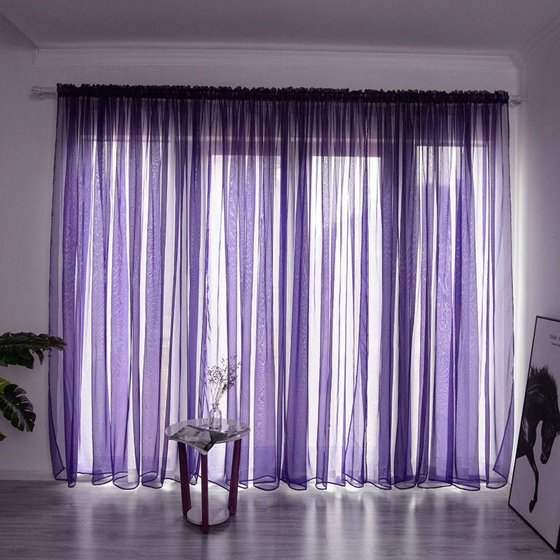 Simple And Modern Balcony Solid Color Gauze Curtain